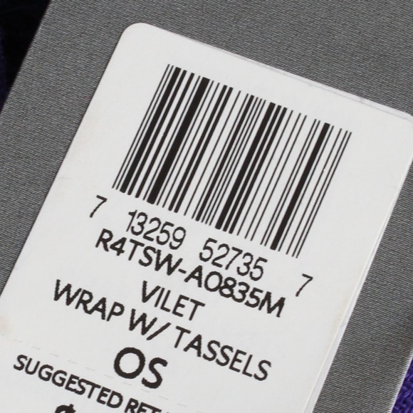 Eileen Fisher Violet Wrap Tassels Scarf Shawl Shimmer Wool Edges 80in NWT NOS OS - Picture 9 of 9